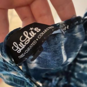 Lulu’s teal and white tie dye romper.